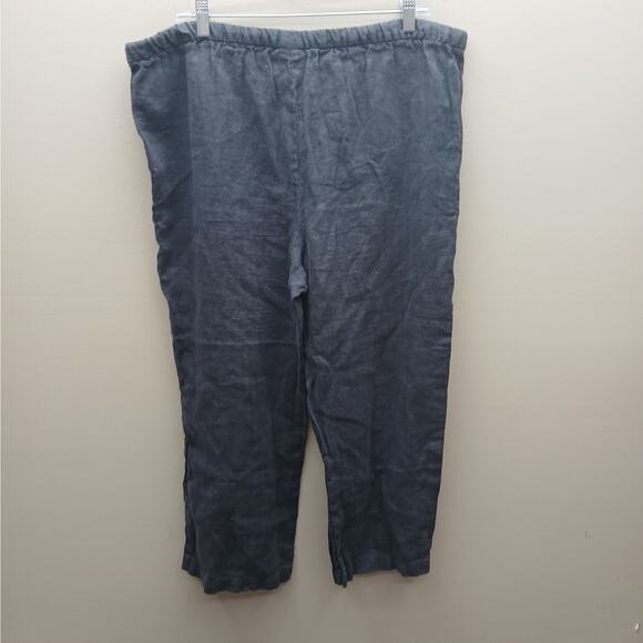 Eileen Fisher Women's 100% Linen Drawstring Straight Leg Pants Black Size Small - Picture 6 of 10